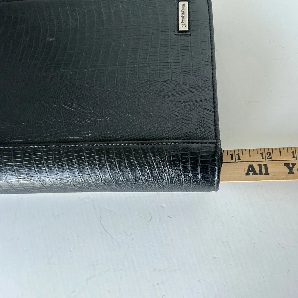 Franklin Covey Planner Binder Black Faux Lizard Zip Closure Professional Office